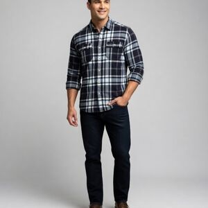 American Eagle Outfitters Men’s Athletic Fit Flannel  (Size :Medium)